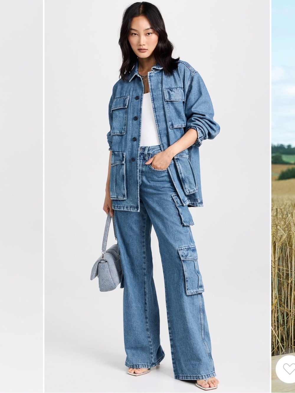 Favorite Daughter Carly Cargo Wide-Leg Jeans - Light Blue Denim - Picture 3 of 8